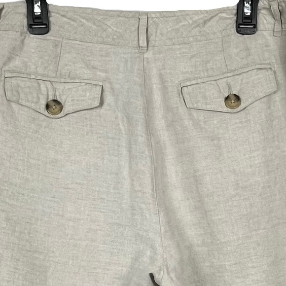 Cherokee Khaki 100% Linen Cropped Pants Lightweight & Versatile Size 18 - Picture 4 of 12